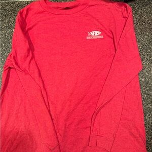 AFTCO Men's Red Long Sleeve Shirt